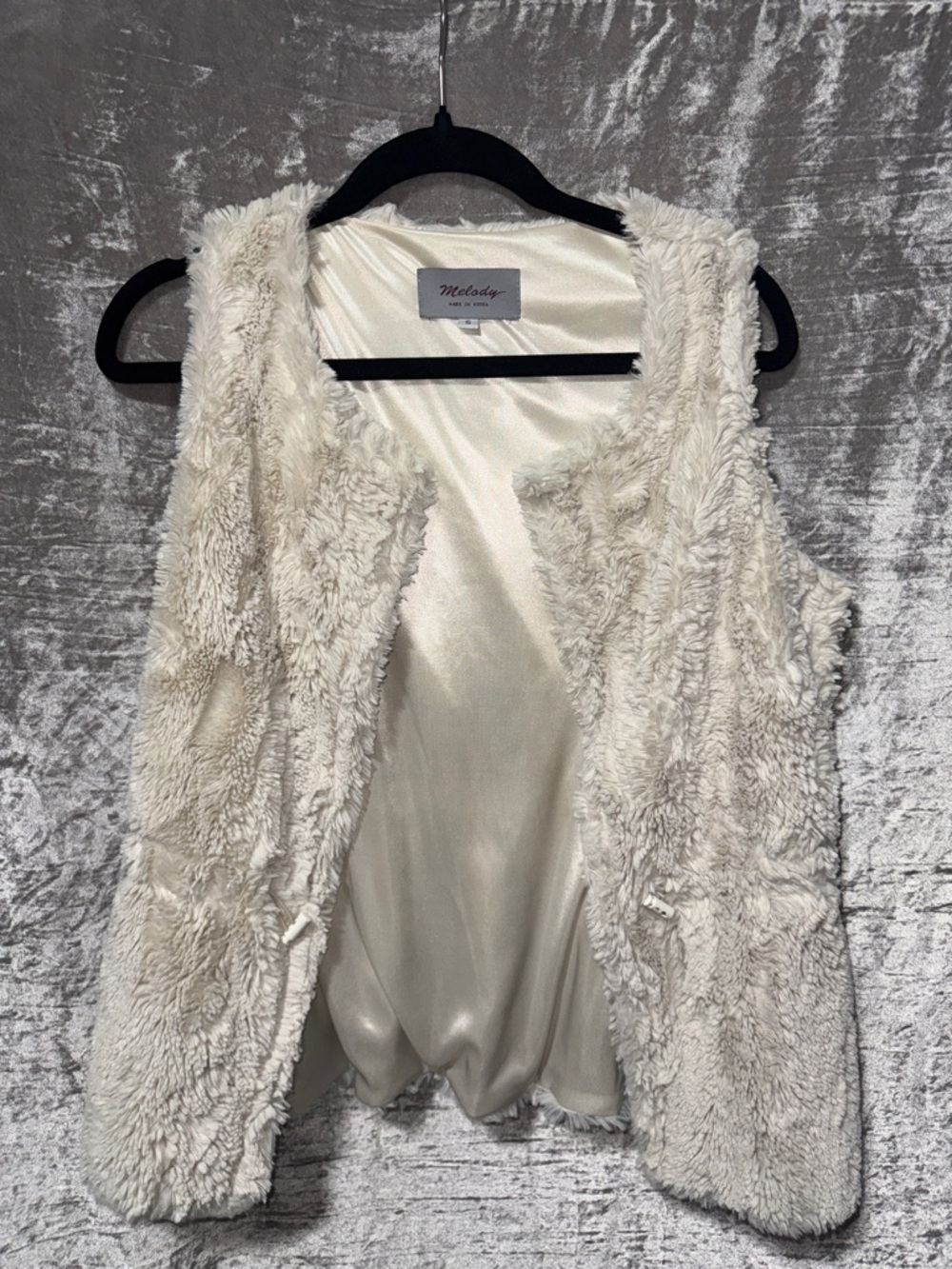 Cream Faux Fur Sleeveless Vest